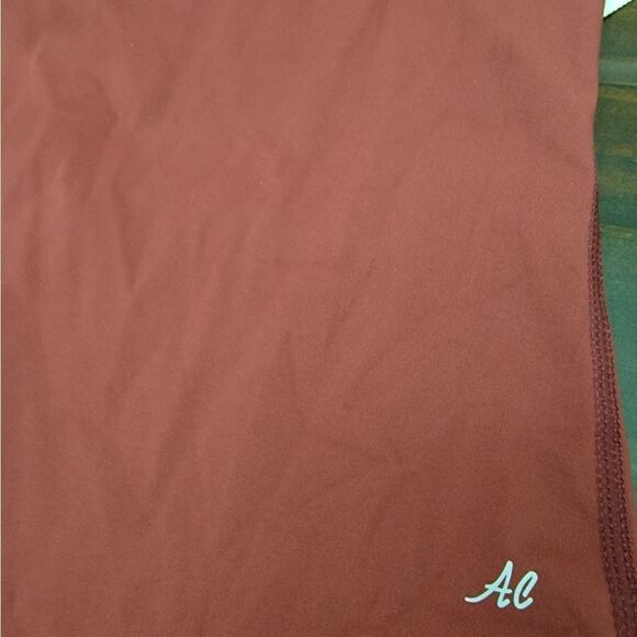 Anne Cole Active V Neck Crop Top Racerback Raisin Spandex Pull On Size L - Picture 3 of 6